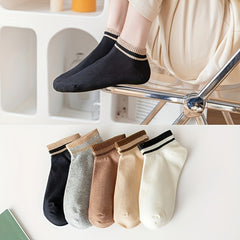 10 Pairs Striped Short Socks Comfy Sports Stockings