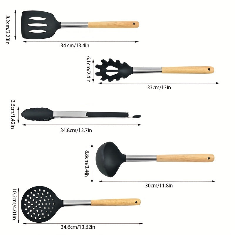 5pcs Silicone Utensil Set Kitchen Utensil Set Non Stick Safe Cooking Tools