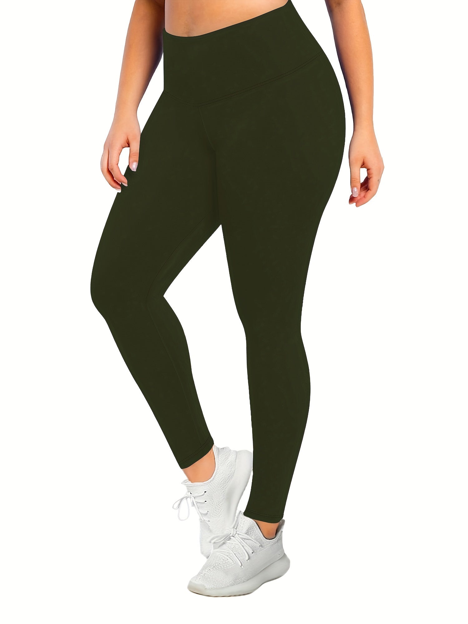  Casual Leggings Women's Plus Solid High Rise Stretchy Skinny Yoga Legg