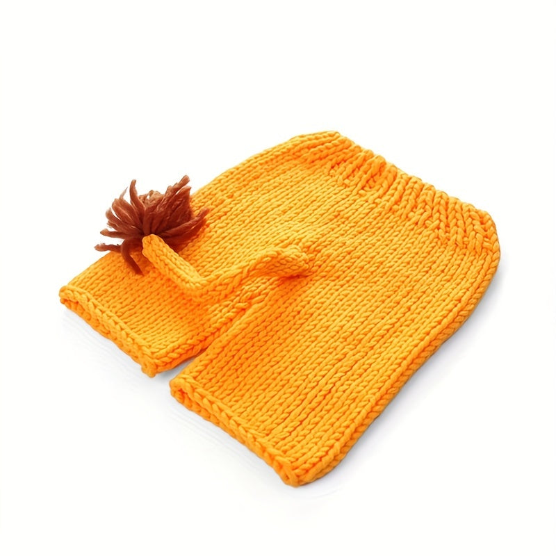 Newborn Baby Lion Hat Photography Props Knitted Hat Pant Suit Infant Costume