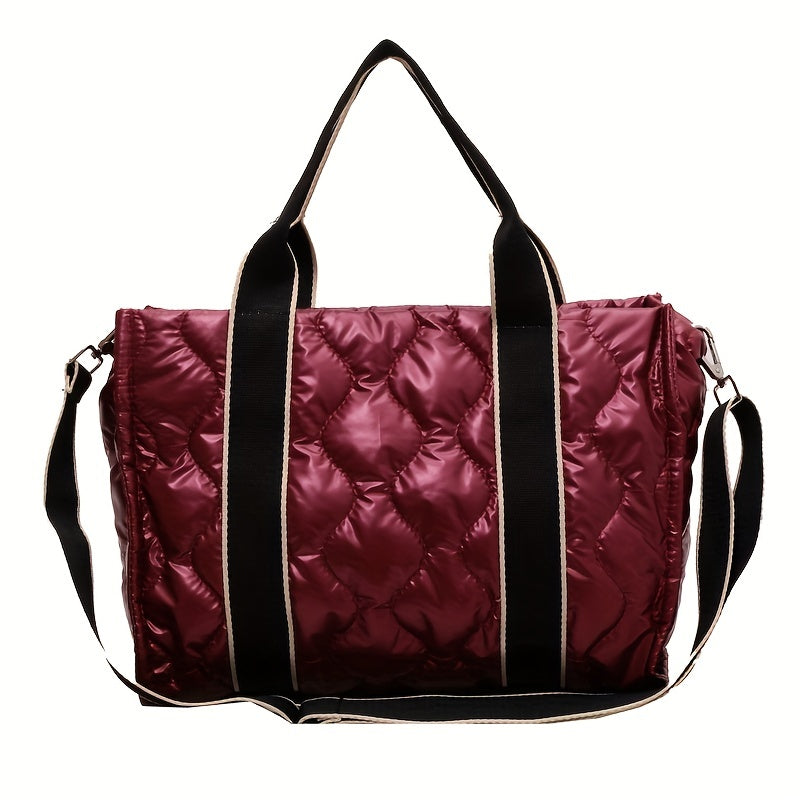Puffer Quilted Tote Bag Crossbody Winter Shoulder Bag