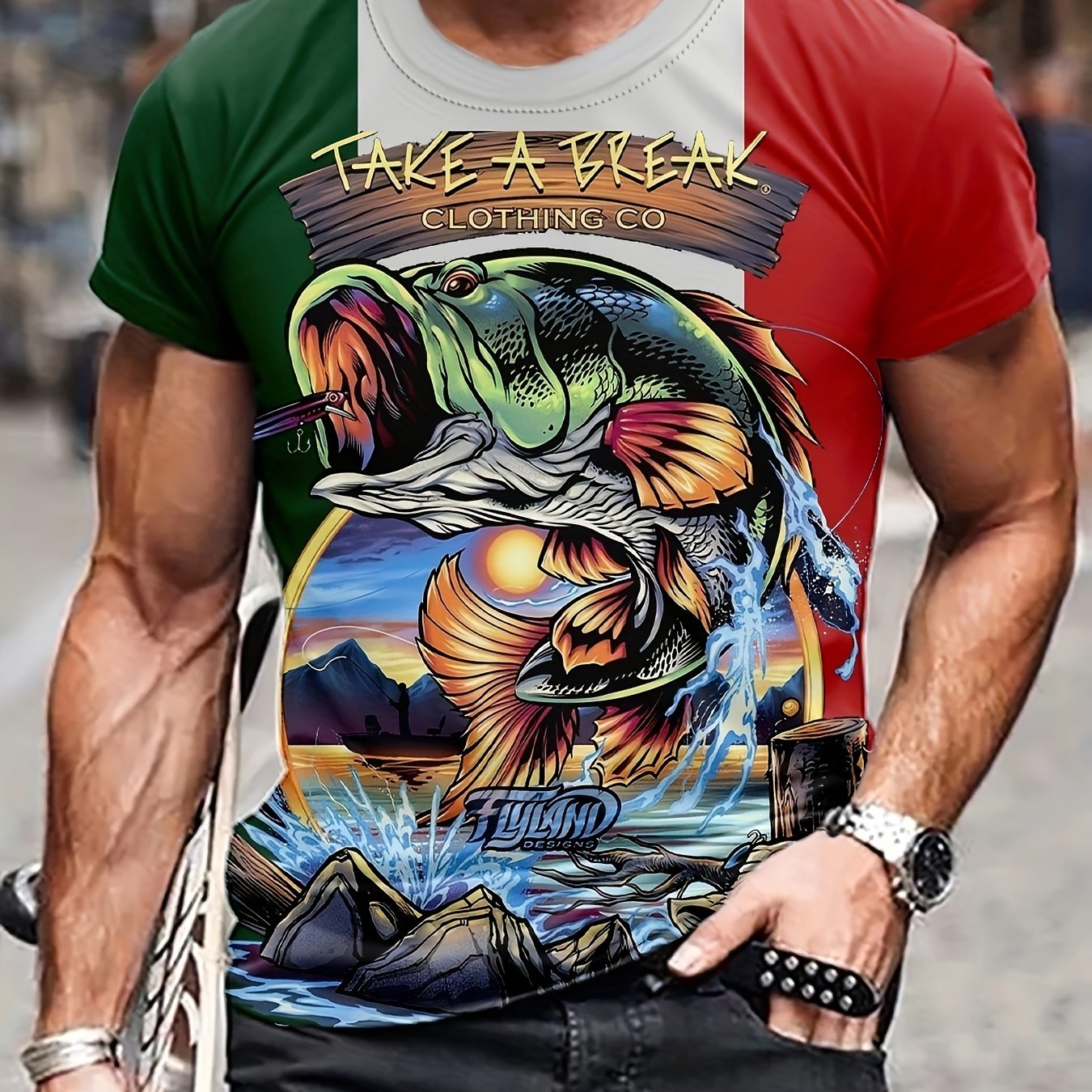 Fish 3d Print Men's Short Sleeve Comfy T shirt Graphic Tee Men's Summer Clothes