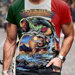 Fish 3d Print Men's Short Sleeve Comfy T shirt Graphic Tee Men's Summer Clothes