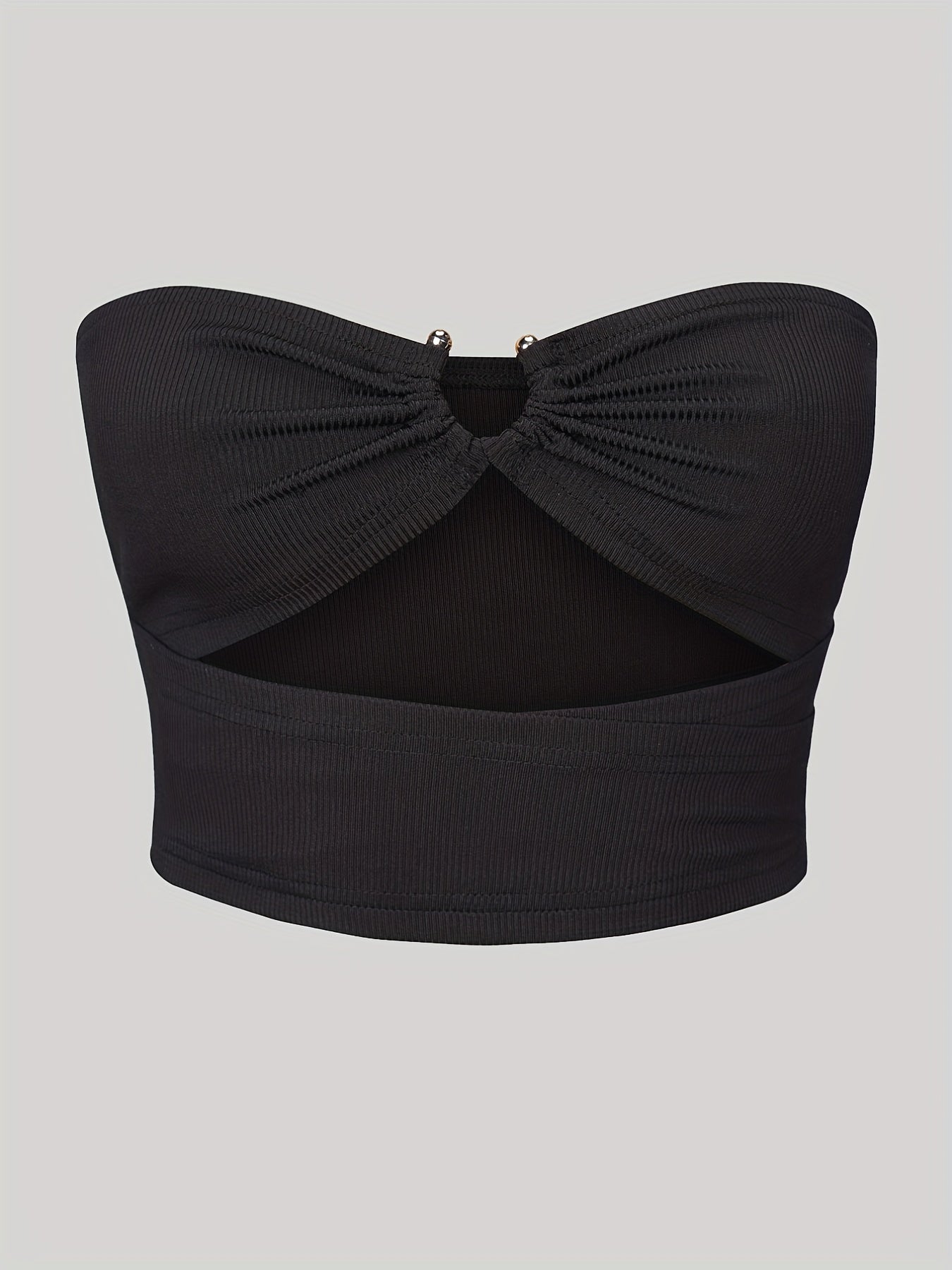 Ruched Cut Out Tube Top Off Shoulder Ring Summer Tube Top