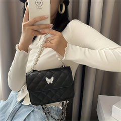 Faux Pearl Small Square Messenger Bag