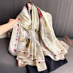 Satin Print Scarf Sunscreen Shawl for Women