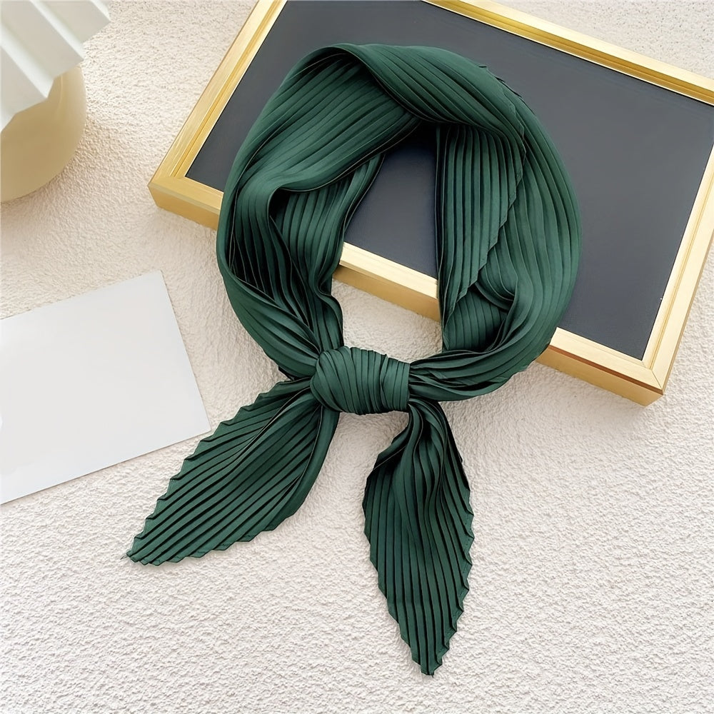 Pleated Bandana Silk Neckerchief Scarf Head Wrap Bag Handle Charm