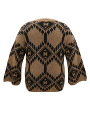  Geometric Print Sweater V Neck Long Sleeve Jumper