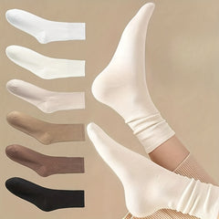 6 Pairs Soft Mid Tube Socks for Women