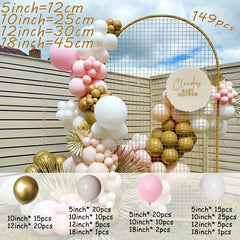 Double Cream Peach Maca Pink Golden Balloon Garland Arch Set