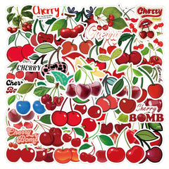 60pcs Cherry Vinyl Stickers Waterproof for Water Bottles Laptop Luggage Cup