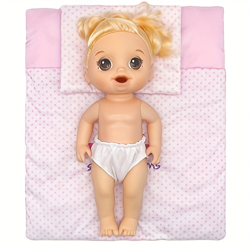 Pink Doll Toy Blanket Pillow Set for 12 18 Inch Dolls