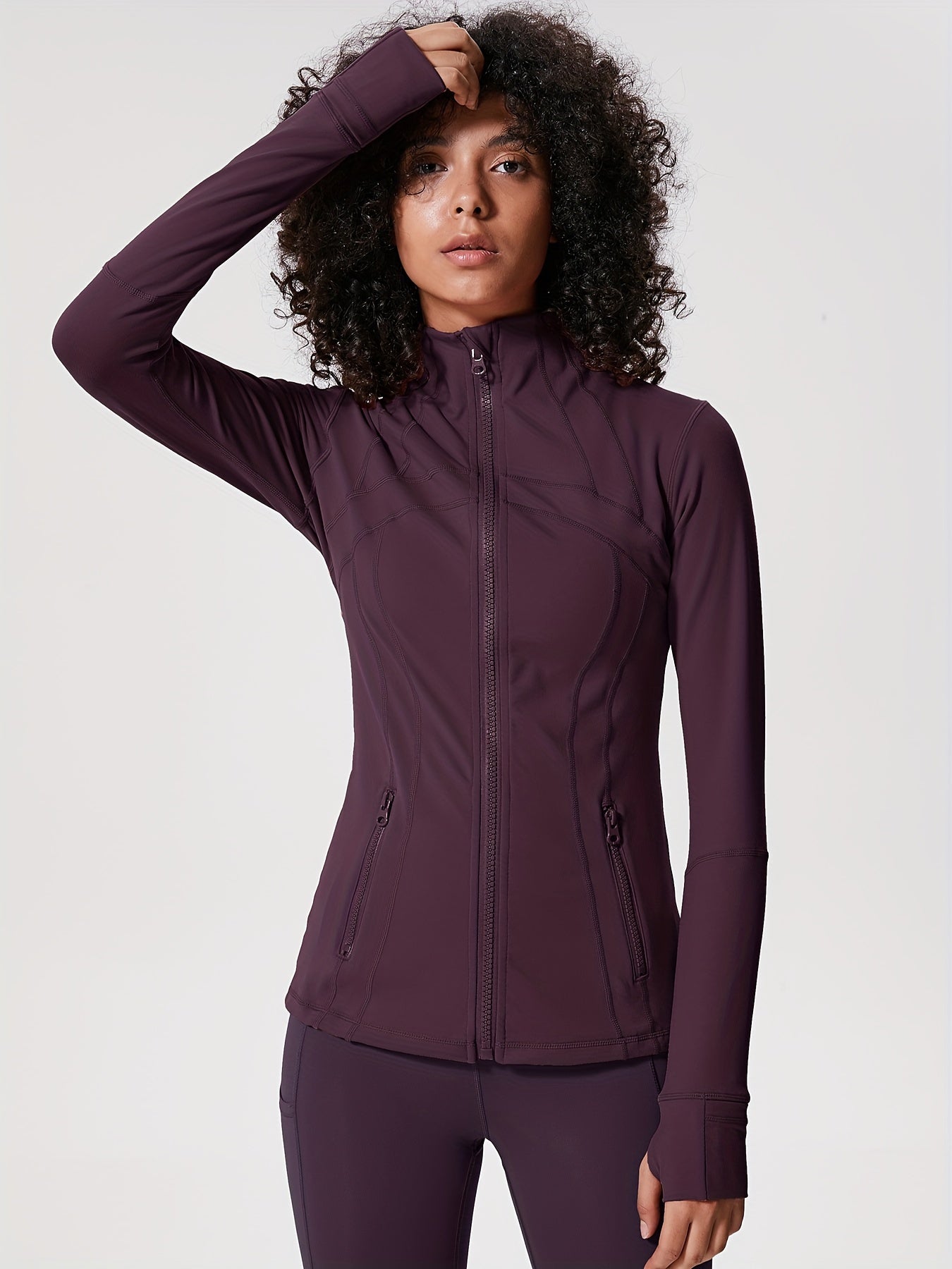 Full Zip Yoga Jacket with Thumb Holes and Pockets
