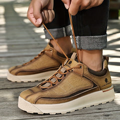 Men's Leather Platform Sneakers Soft Sole Walking Shoes