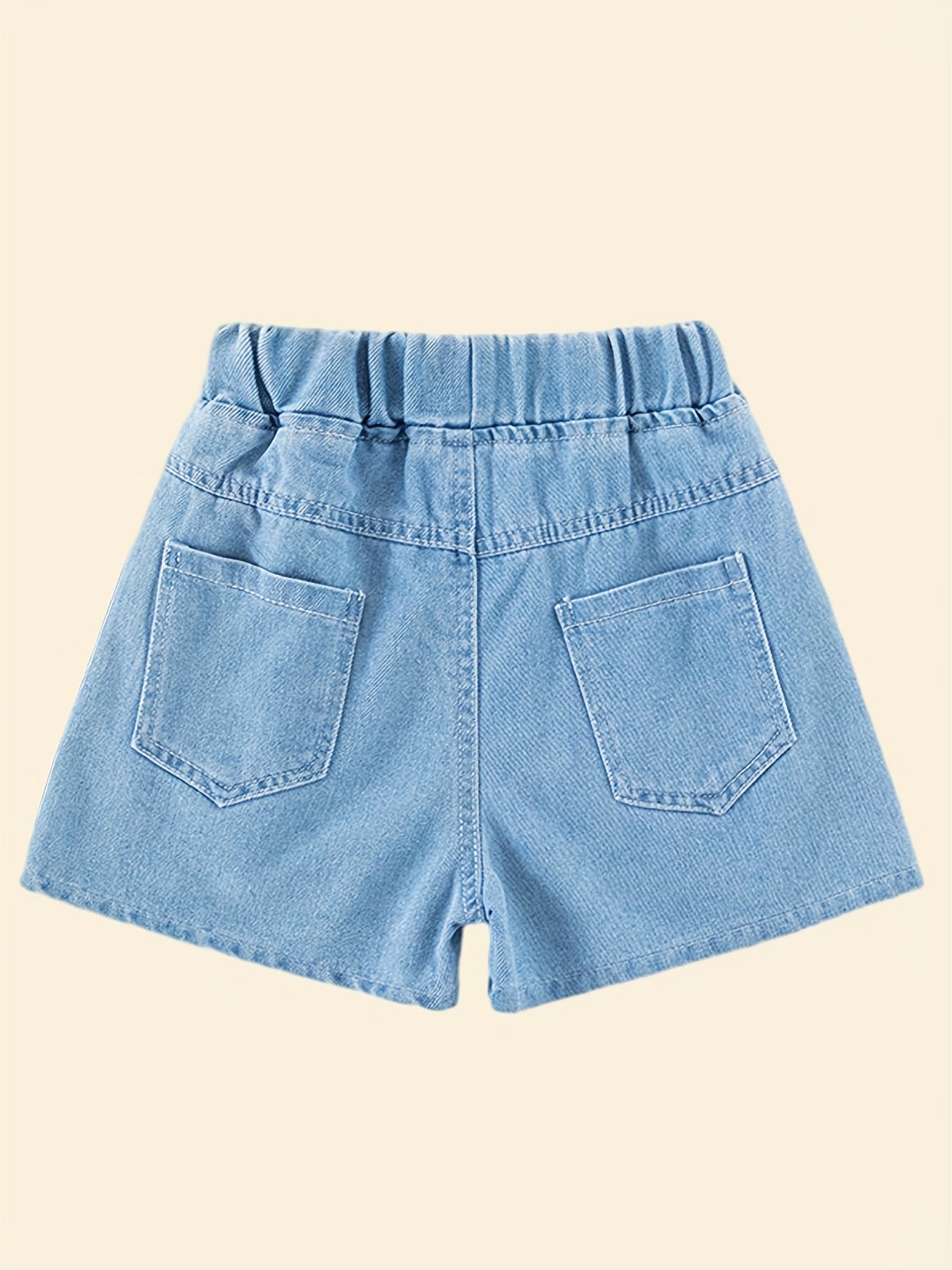 Girls' Bow Front Denim Shorts Elastic Waist