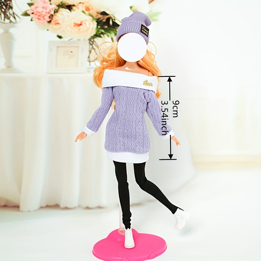 Pink Knitted Dress Coat Set for 11-29 Inch Doll