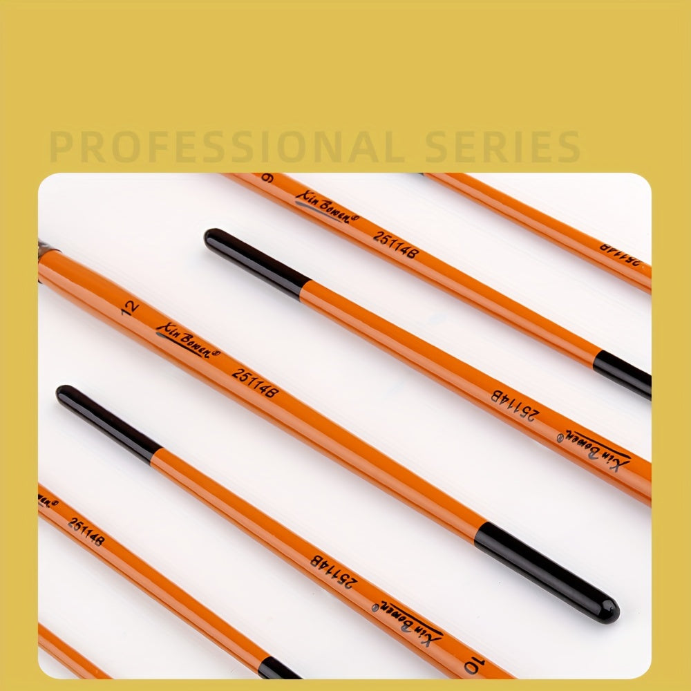 12pcs Synthetic Acrylic Paint Brushes Brass Ferrules Birch Handles