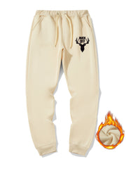 Antlers Print Warm Sweatpants Men s Casual Drawstring Jogger Pants