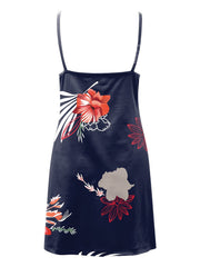  Brush Print Zipper Backless V Neck Mini Cami Dress
