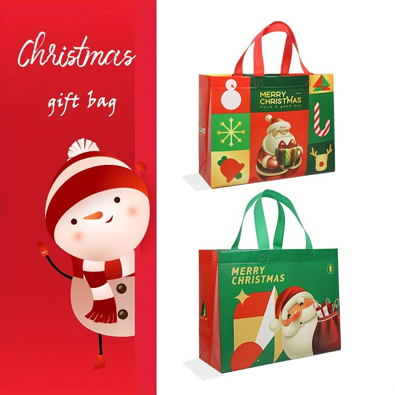 3pcs Christmas Non-woven Handbags Gift Bags Santa Claus Snowman