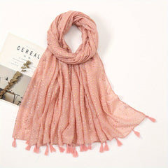 Hot Stamping Hijab Cotton Tassel Scarf Head Wrap