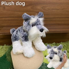 Realistic Soft Schnauzer Puppy Gray Teddy Bear Companion Plush
