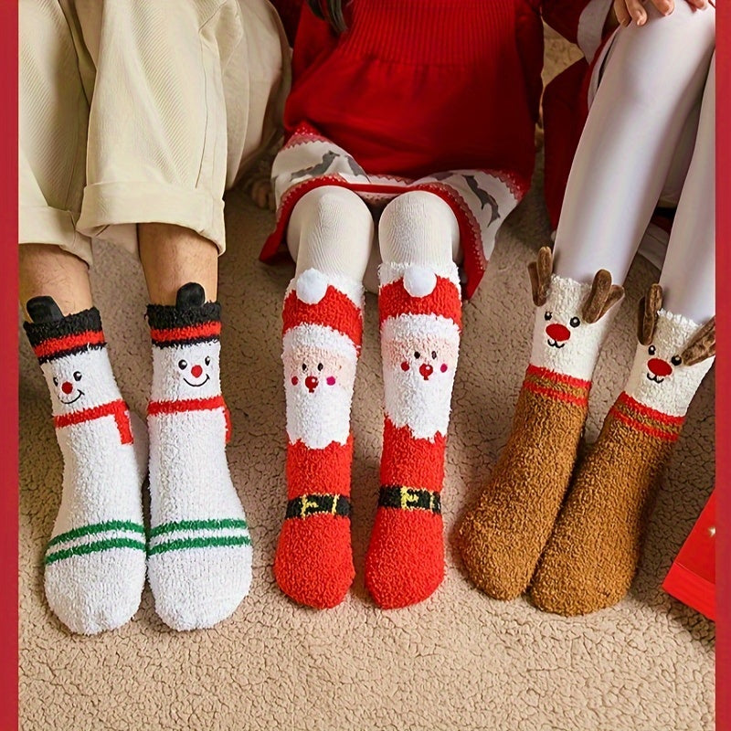 Christmas Socks Winter Sleep Warm Floor Socks - 3 Pairs