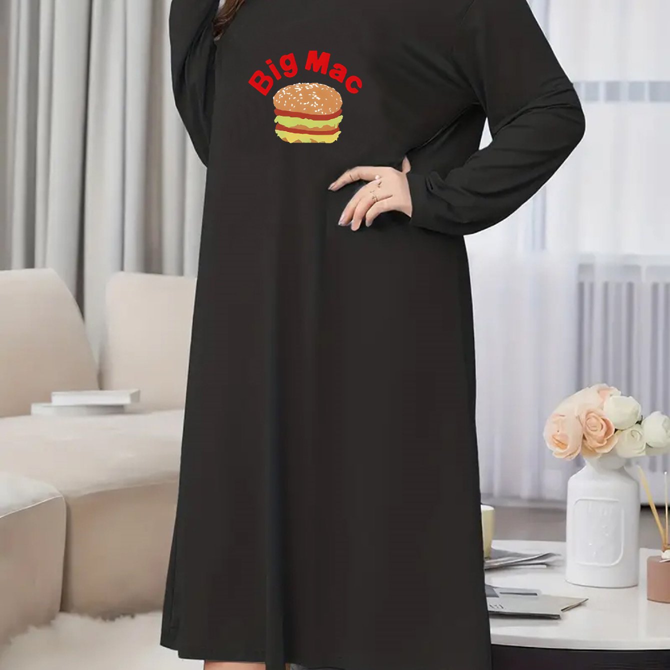  Hamburg Print Long Sleeve Nightdress