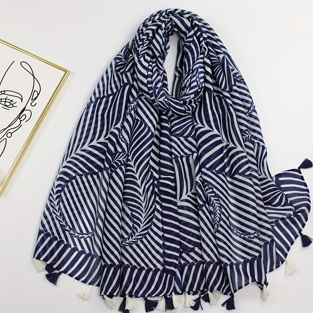 Classic Stripe Print Tassel Scarf Vintage Warm Shawl Casual