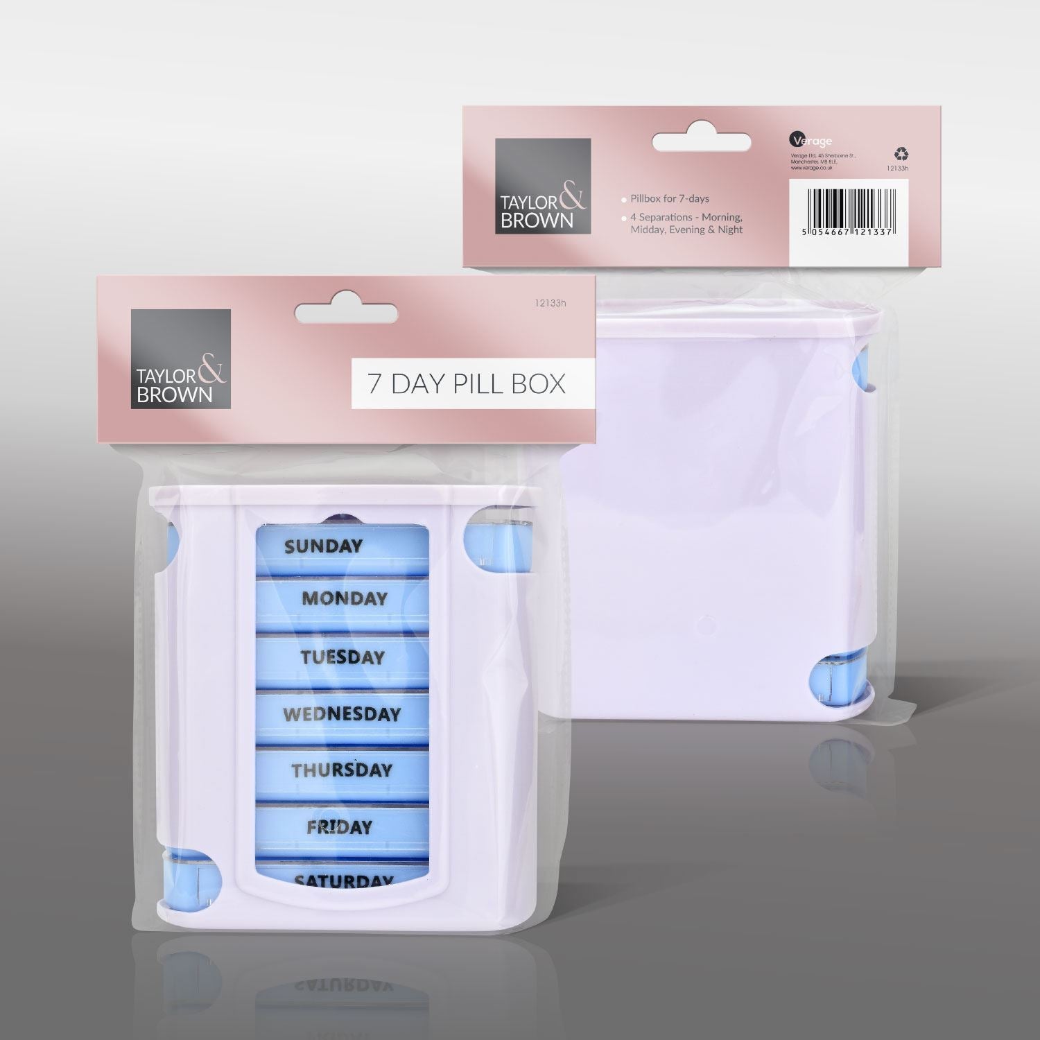 Weekly Pill Box Organizer with Transparent Compartments & Labels