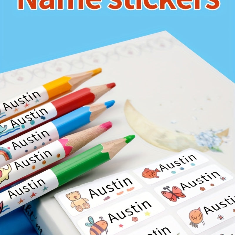 60 Personalized Name Stickers Waterproof Labels MEDIUM 3x1 for Children School