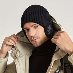 Men's Thickened Windproof Knitted Hat Winter Warm Beanie Cap Ear Warmer
