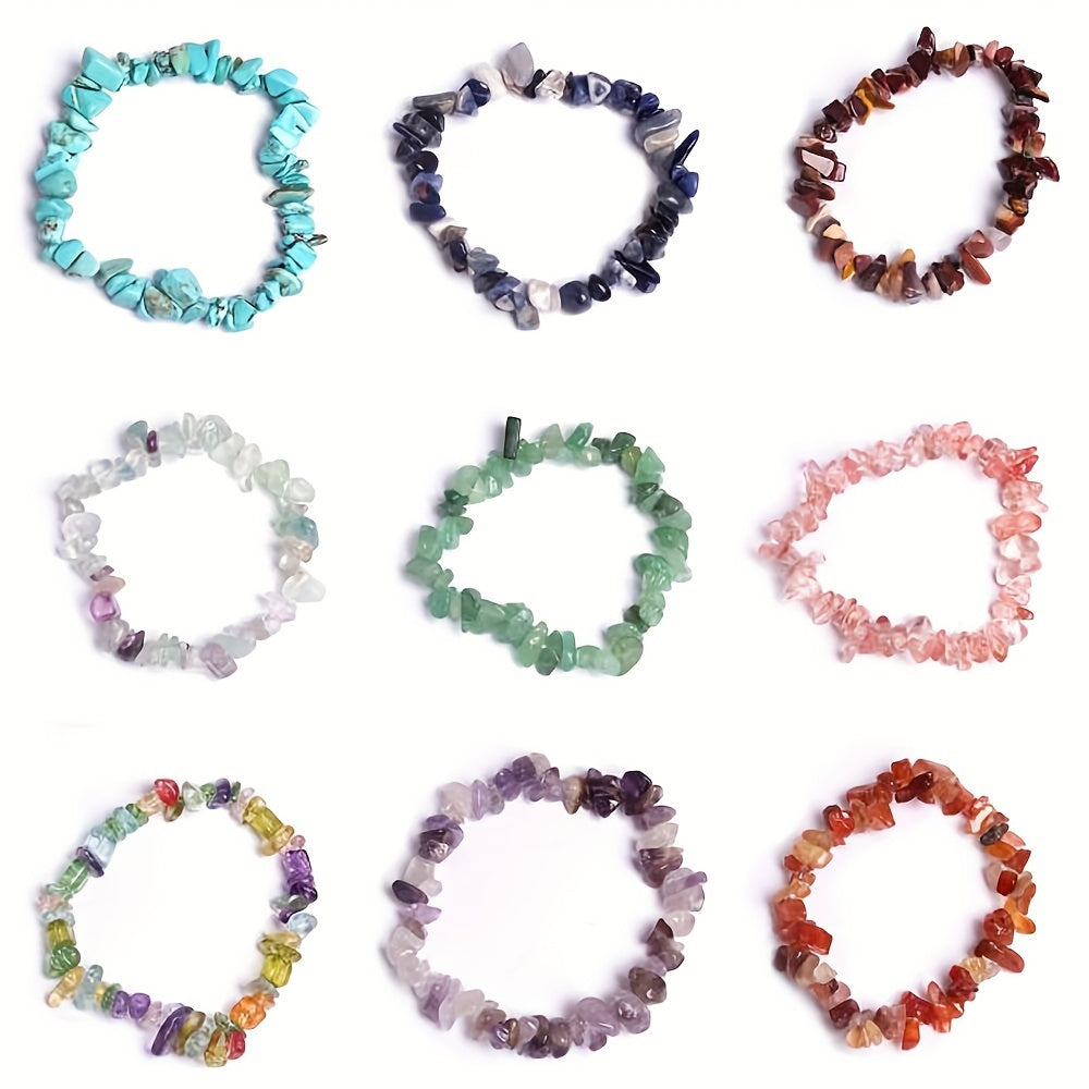 Natural Stone Bracelet Crystal Healing Chip Chain Bracelets Gemstone Polished