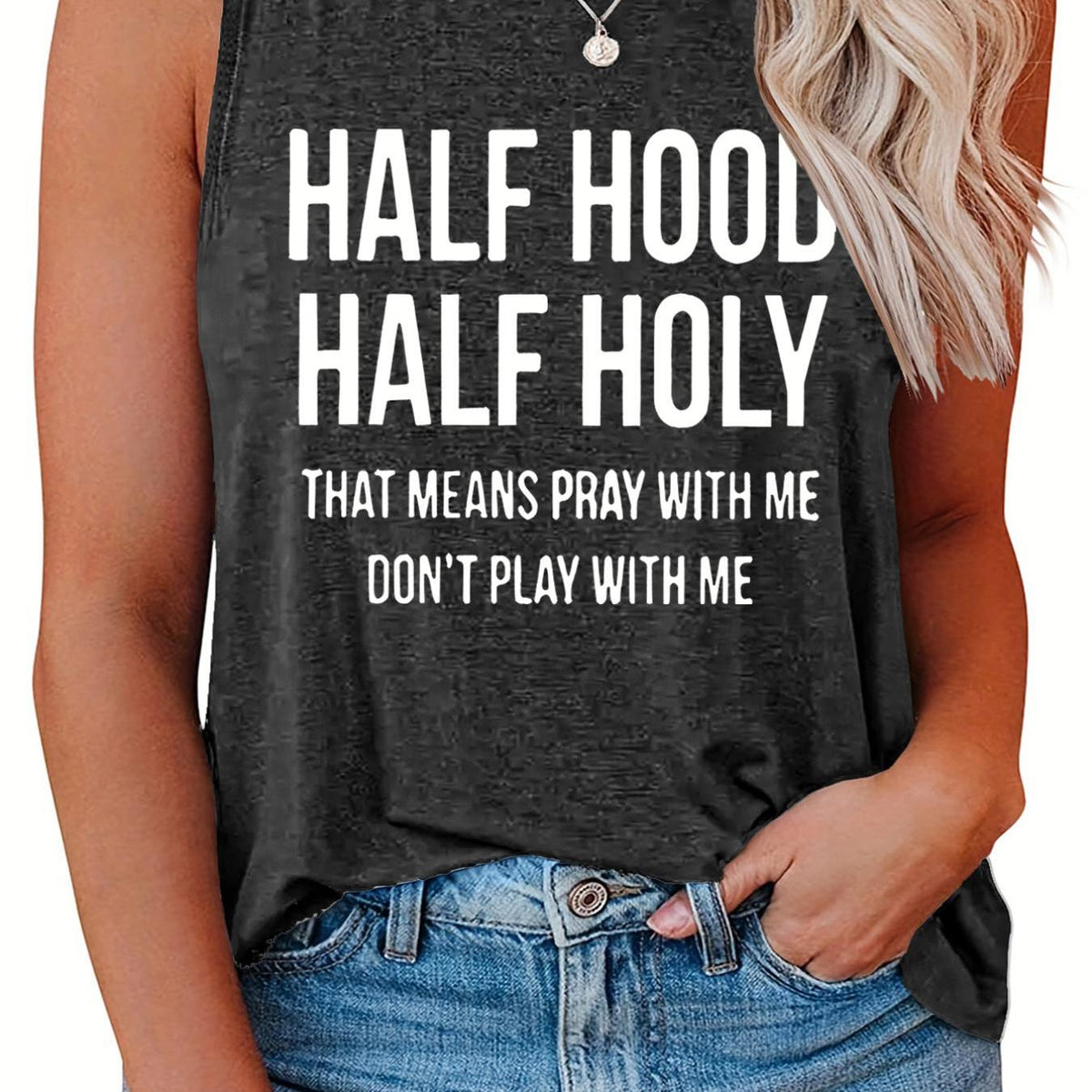  Women's Slogan Print Tank Top