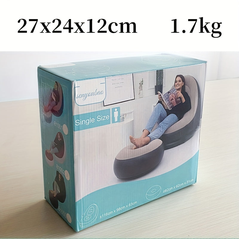PVC Flocking Inflatable Deck Chair + Footrest Stool