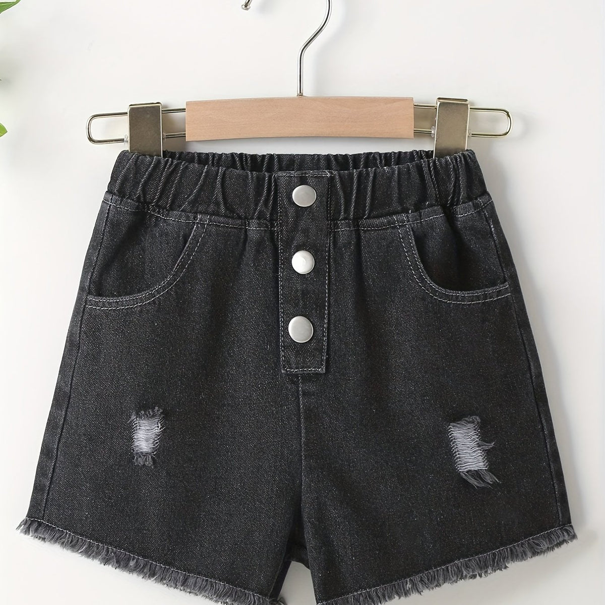 Girls' Casual Ripped Denim Shorts For Summer