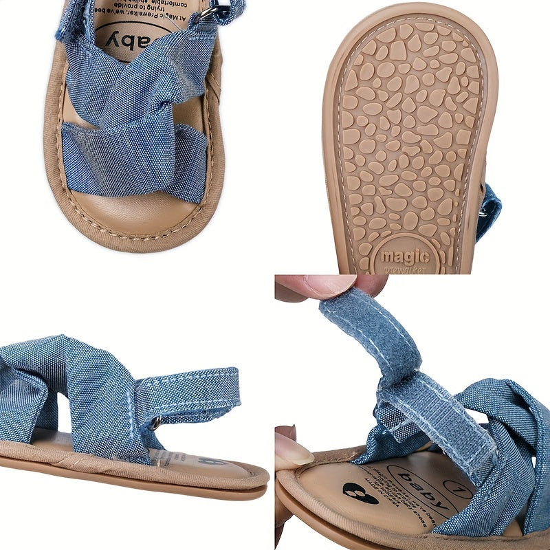 Baby Girls Slip On Sandals With Hook & Loop Fastener