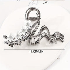 Alloy Antique Floral Clip Zircon Hair Clip Retro Pear Blossom Curved Clip