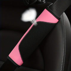 1pc PU Leather 3D Mesh Car Seat Belt Shoulder Protector Cover