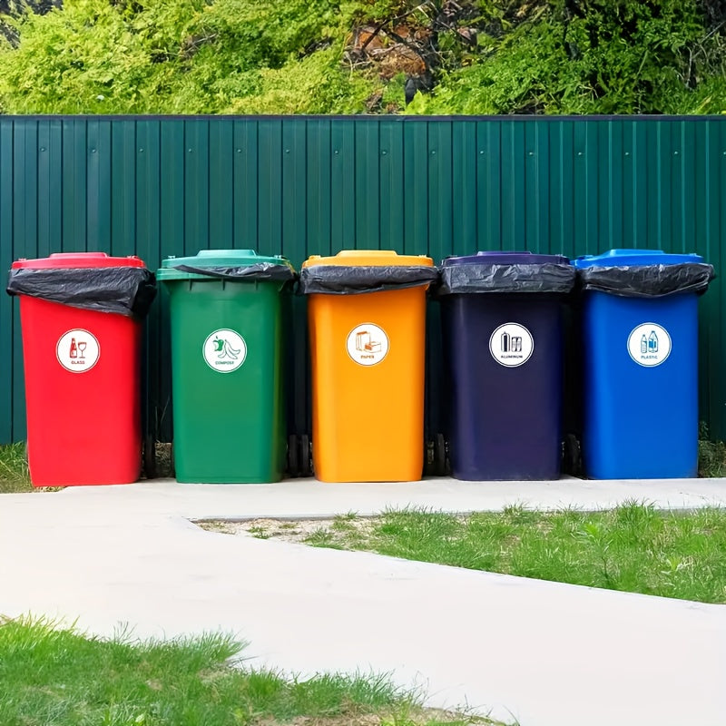 5pcs Garbage Sorting Recycling Stickers - Paper Aluminum Plastic Glass Compost