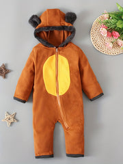 Baby Boys Long Sleeve Bear Hooded Jumpsuit