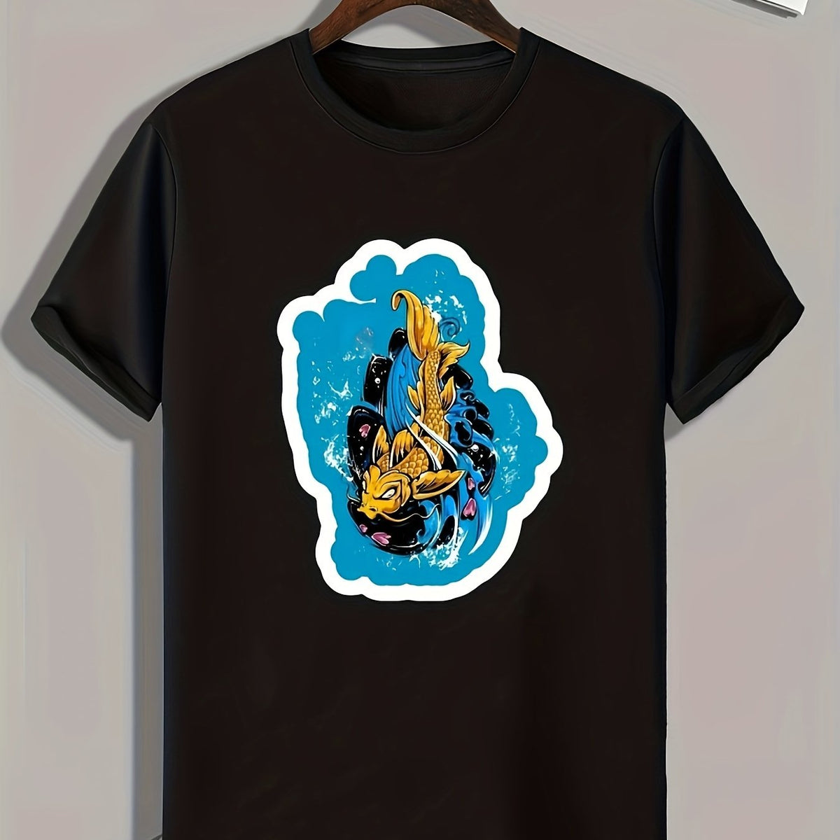 Fish Print Men's Graphic T-shirt for Summer
