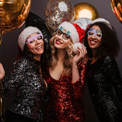 6pcs New Year Party Star Top Hat Golden Glasses Decor Supplies