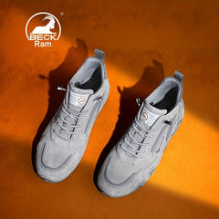 Men's Lace up Boots Slip Resistant Leather Sneakers
