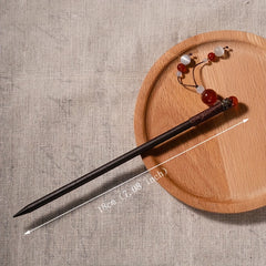 Red Beads Pendant Hair Pin Chinese Style Hair Stick Ponytail Holder