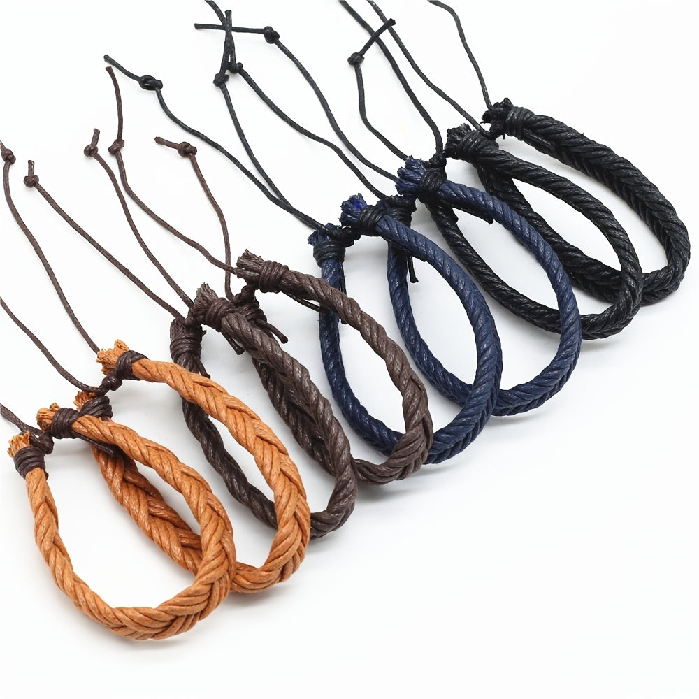 Vintage Brown Rope Woven Men Bracelets For Women Homme Gift Jewelry