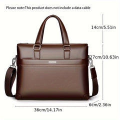 BAODIDAISHU Men's PU Leather Laptop Briefcase Top Handle Bag
