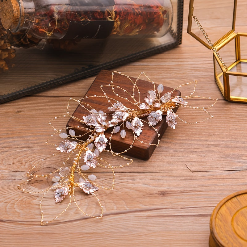 Golden Leaf Hair Comb for Brides