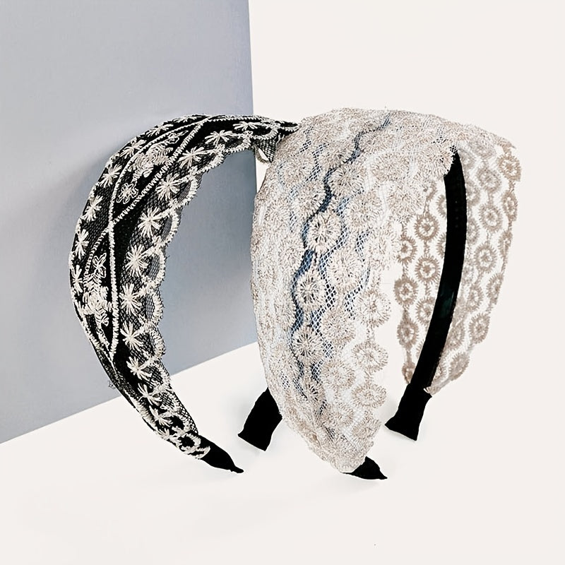 Star Lace Wide Brimmed Headband Holiday Hair Hoop