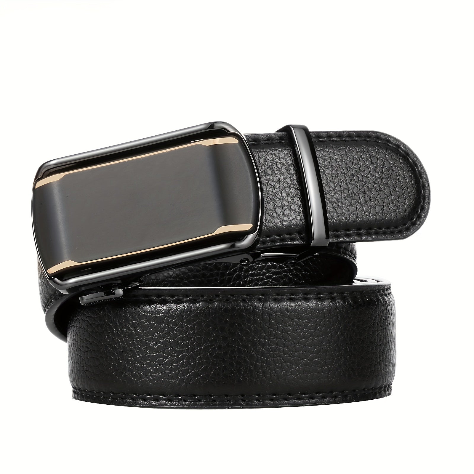 Men's Auto Buckle Belt PU Leather Business Waist Strap